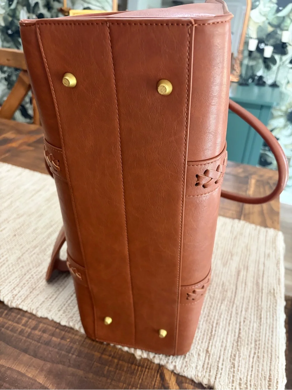 Lavouch Women's Brown Laptop Tote Bag with Detachable Shoulder Strap